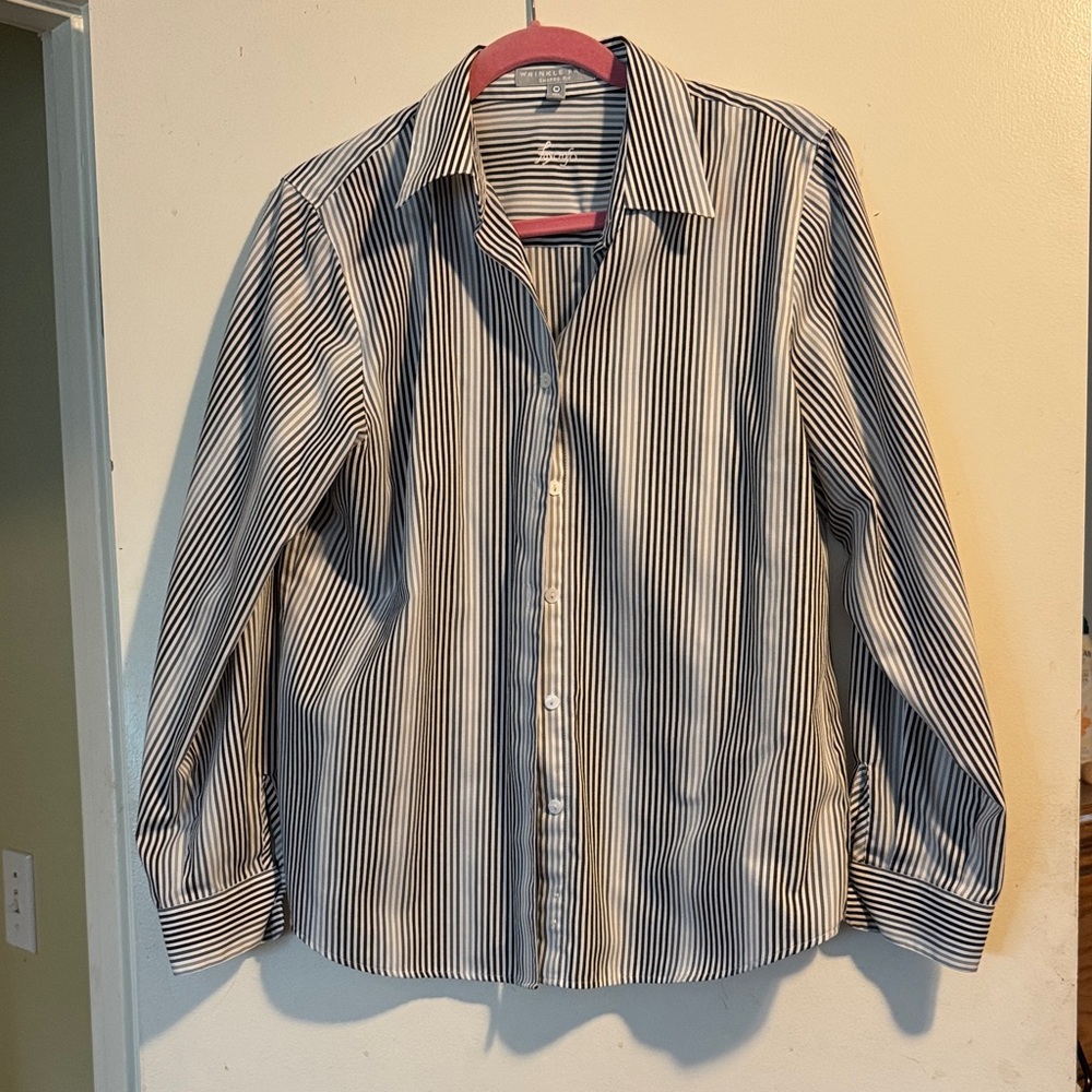 Foxcroft Classic Striped Button-Up Blouse